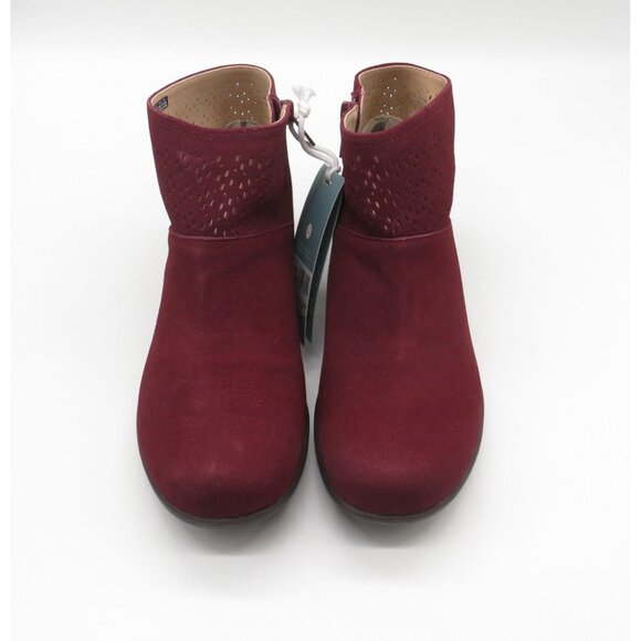 Revitalign Womens Burgundy Suede Ankle Boots Size 9.5 Side Zipper Closure NEW - Picture 2 of 9